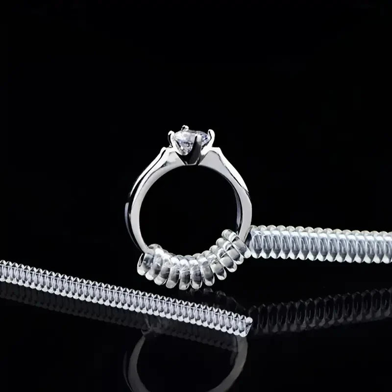 Invisible Ring Size Reducer Tool Set | Spiral Spring Based Rings Adjuster | Transparent Tightener | Resizing Guard for Jewelry - 4pcs/Set