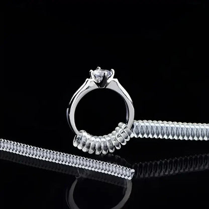 Invisible Ring Size Reducer Tool Set | Spiral Spring Based Rings Adjuster | Transparent Tightener | Resizing Guard for Jewelry - 4pcs/Set