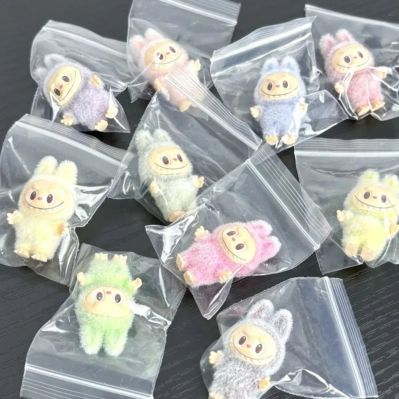 Labubu Cartoon Mini Flocking Doll – Cute DIY Pendant & Kawaii Gift Accessories