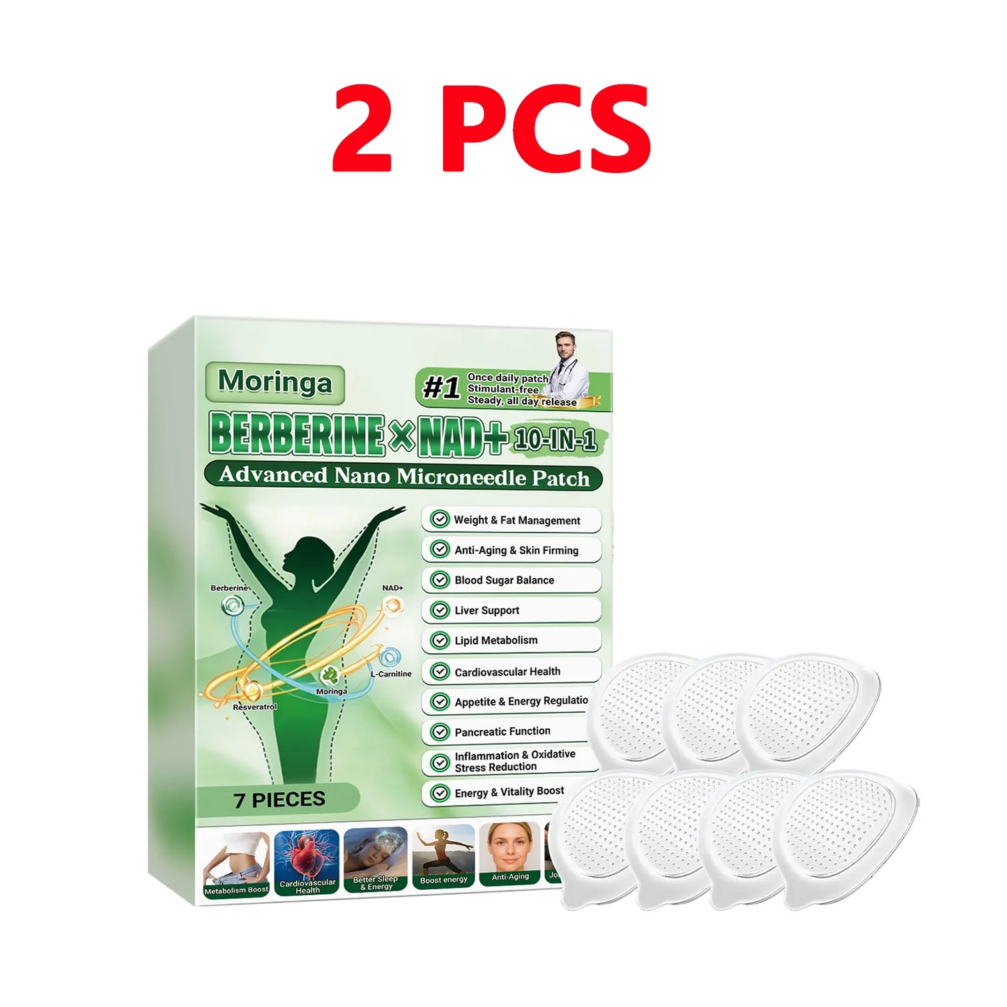 Berberine NAD+ 10-in-1 Microneedle Patch - Advanced Nano Microdart Daily Body Care Patch