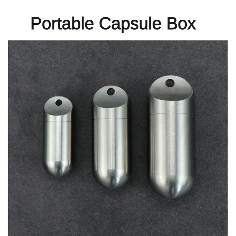 Portable Waterproof Metal Capsule Box – Mini Stainless Steel Pill Case Holder for Medicine, EDC Tool, and Seal Bottle