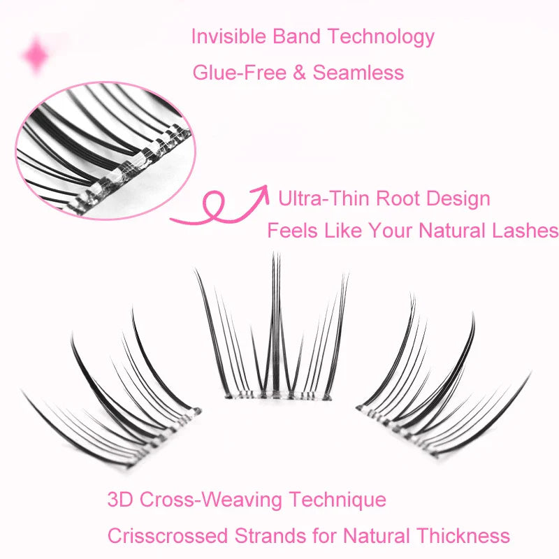 Large Capacity Girls’ Glue-Free False Eyelashes – Natural Wispy Reusable Bottom & Top Lashes, Easy Apply