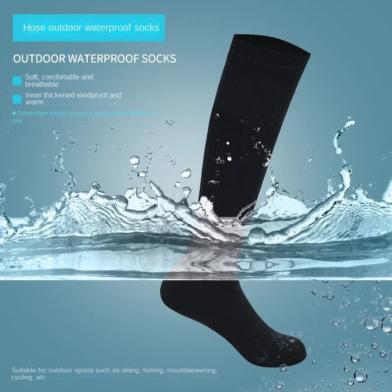 Knee High Waterproof Socks – Hiking, Wading, Outdoor Camping, Cycling, Skiing & Mountaineering Warm Long Socks