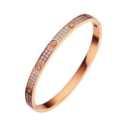 Women’s Gold Zircon Cross Nail Bracelet – Stainless Steel Screw Bangle Jewelry with CZ Stones, Fashion Wrist Accessory