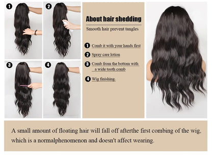 Brown Wavy Long Wig for Women with Bangs — Natural-Look Synthetic Hair, Heat-Resistant for Daily & Cosplay