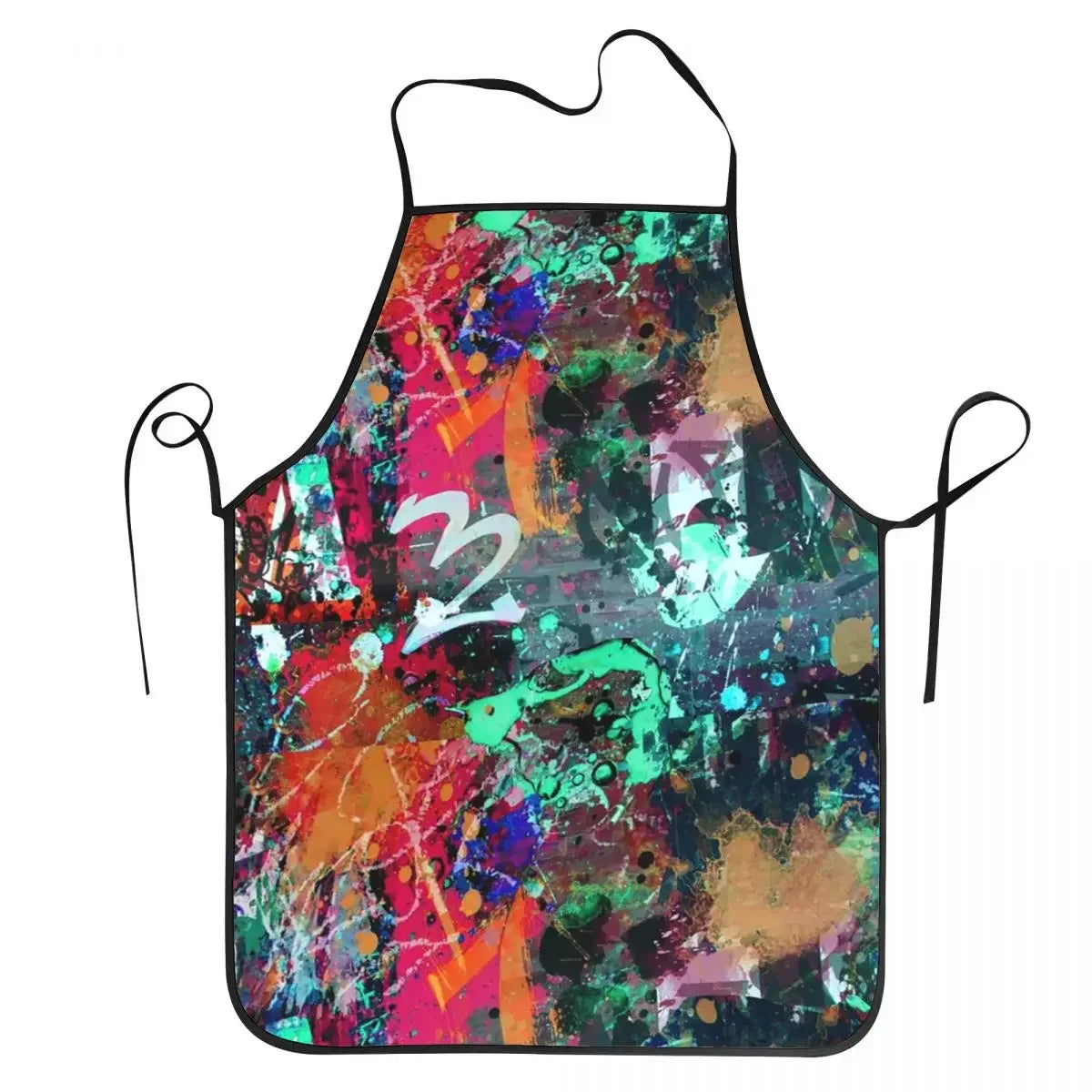 Funny Paint Splatter Bib Apron – Multicolor Kitchen Chef Artist Graffiti Cooking & Baking Tablier for Men & Women