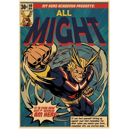 Vintage My Hero Academia Anime Poster – Retro Kraft Style Wall Art for Home Decor, Cartoon Painting & Room Decoration Sticker