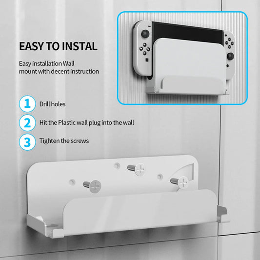 Universal Game Console Wall Mount Bracket – Compatible with Nintendo Switch OLED, Secure Storage Rack Holder for Gaming Console Setup