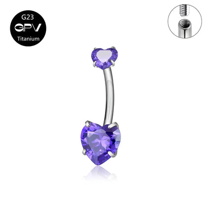 G23 Titanium Double-Head Navel Ring - Fashionable Love Design Belly Button Jewelry