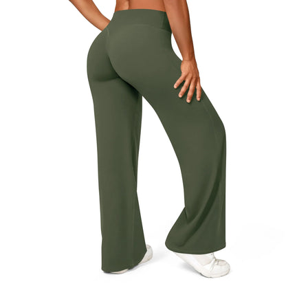 Women’s Ultra Soft Butter Yoga Pants – Mid Waist Straight Leg Sports Trousers for Gym, Pilates & Running