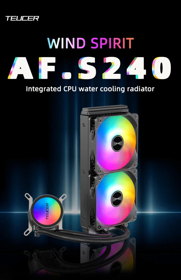 TEUCER AF-120 RGB Water Cooler — 120mm CPU Radiator with Fan for Intel 2011/1700/155X & AMD AM4/AM5