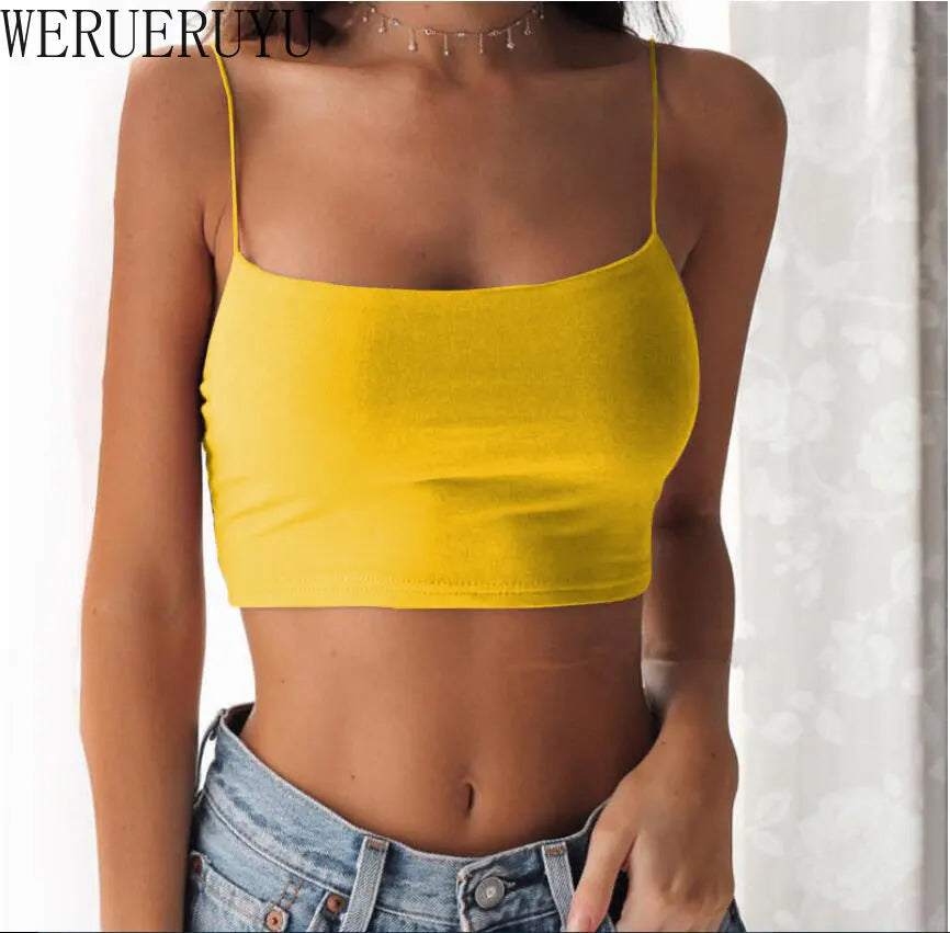 Sexy Sleeveless Corset Crop Top for Women – Y2K Streetwear Tank in White, Black, Yellow & Red
