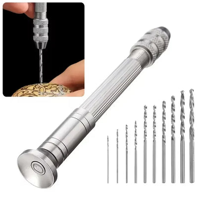 Mini Hand Drill Set 0.8–3.0mm – Manual Twist Pin Vice Rotary Tool for Woodworking, Watch Repair & Precision Drilling
