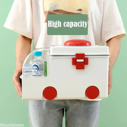 Portable Ambulance Medicine Box – Large Capacity Household Medical Storage & Classification Organizer