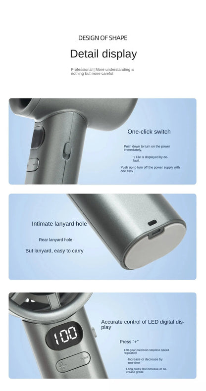 Portable Mini Bladeless Hand Fan – USB Rechargeable Handheld Personal Fan with 120-Speed High-Speed Airflow, Electric Cooling Fan