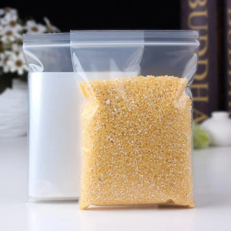 100pcs Thick Zipper Sealed Clear Plastic Storage Bags - Reclosable Ziplock Bags for Jewelry, Food and Packing