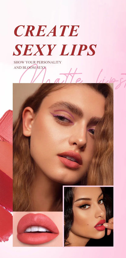 6 Colors Gold Bar Tube Lipstick – Matte, Pearlescent Glitter, Velvet Texture, Valentine's Day Gift (1PC)