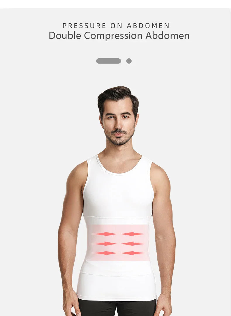 YBFDO Men's Slimming Body Shaper Compression Vest - Seamless Waist Trainer Tank Top for Weight Loss and Belly Control