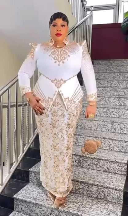Plus Size African Evening Dress - Elegant Luxury Ankara Gown for Muslim Weddings, Parties & Formal Events