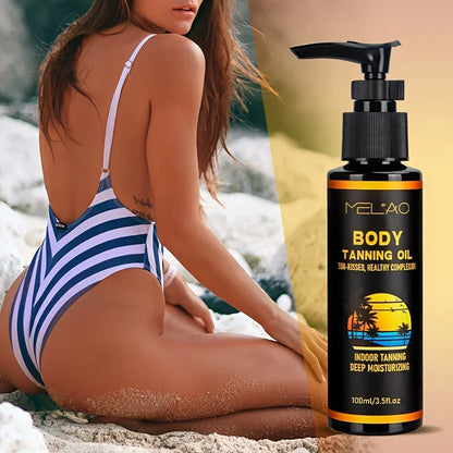 MELAO Tanning Oil Tan Intensifier — Fast Dark Tan Formula with Ultra Moisturizing Oils for Hydrated Skin