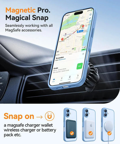 Matte Magnetic Translucent Armor Case - Shockproof MagSafe Cover for iPhone 11-17 Pro Max, Plus & Wireless Charging