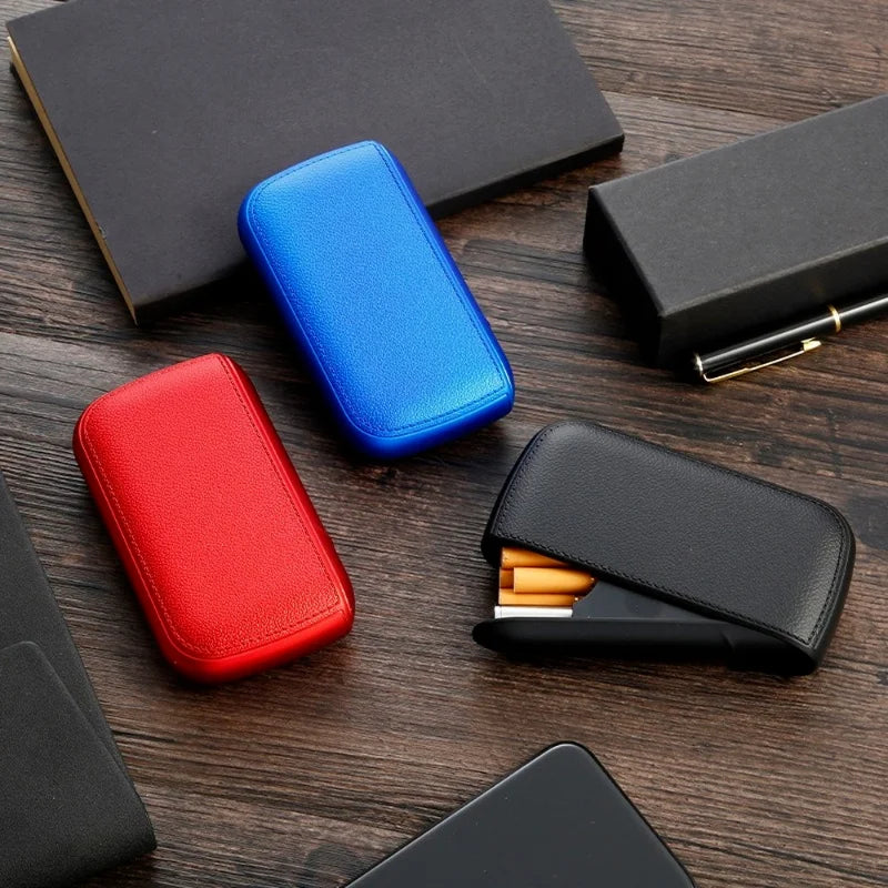 New Imitation Leather Cigarette Case with USB Tungsten Electronic Lighter – Exquisite Men's Gift & Smoking Tool