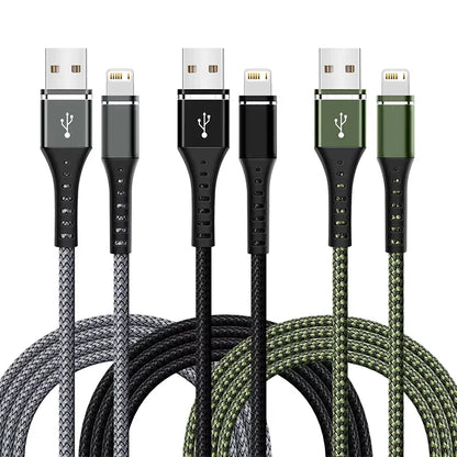 Original Lightning Cable USB – Fast Charging Wire for iPhone 14-6S Plus, X, XR, XS, 13, 12, 11 Pro Max, SE, Nylon Braided Charger Cord
