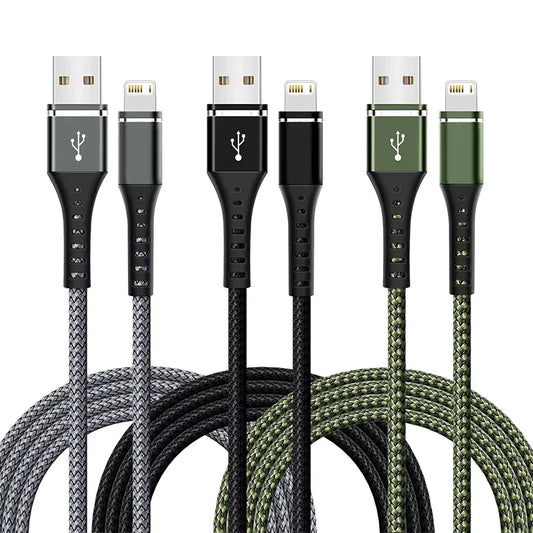 Original Lightning Cable USB – Fast Charging Wire for iPhone 14-6S Plus, X, XR, XS, 13, 12, 11 Pro Max, SE, Nylon Braided Charger Cord