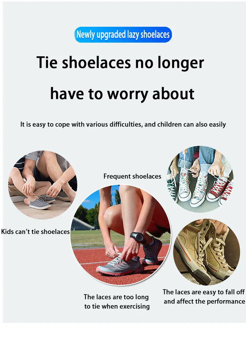 No-Tie Elastic Shoelaces – One Size Fits All Sneakers for Adults & Kids, Flat Tieless Shoestrings