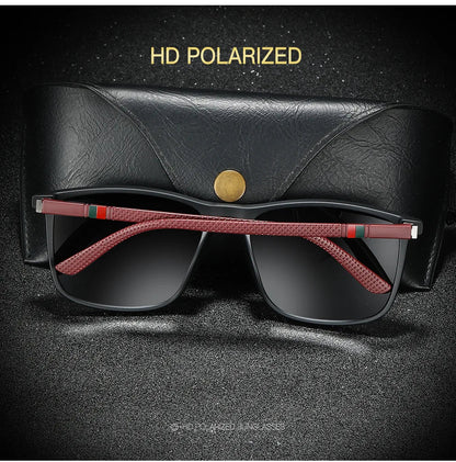 Polarized Sports Sunglasses for Men – Lightweight Comfortable Square UV400 Eyewear with Original Case