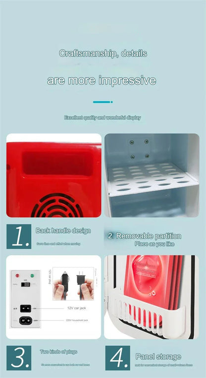 6L Mini Coca-Cola Refrigerator – Multifunctional Cosmetic Cooler & Warmer for Home, Car, Dorm, Portable 12V/220V Fridge
