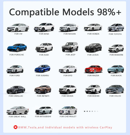 Mini CarPlay Box for Audi, Mercedes, Volvo, Volkswagen – Bluetooth Wireless Android Auto, Charging, Siri & iOS 15 Support