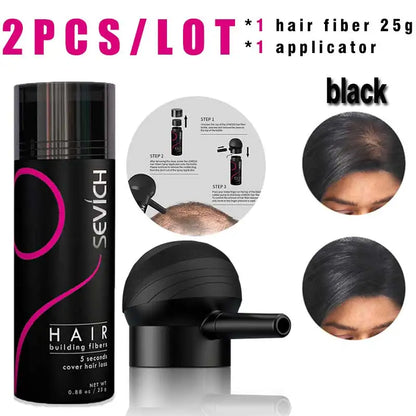 SEVICH Hair Building Fiber Set - Keratin Hair Fiber Powder with Applicator for Thinning Hair & Bald Spot Coverage