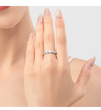 MODIAN 925 Sterling Silver Blue Ghost Eyes Ring — Sparkling Cubic Zirconia for Women