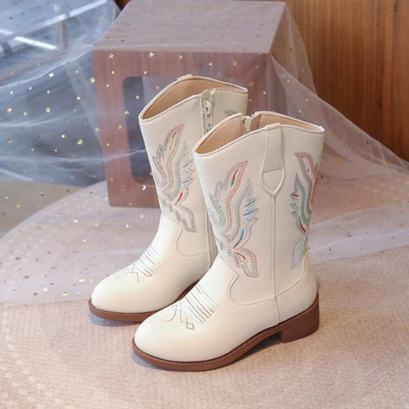 Children’s Western Embroidered Boots - Tall Fall & Winter Boots for Boys & Girls Ages 3–18