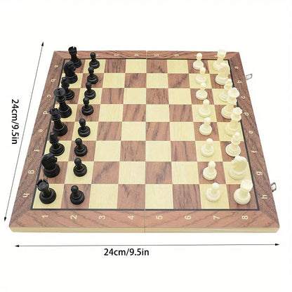 Magnetic Folding Chess Set - Solid Wooden Board - Perfect Children's Gift for Family Strategy Chess Games