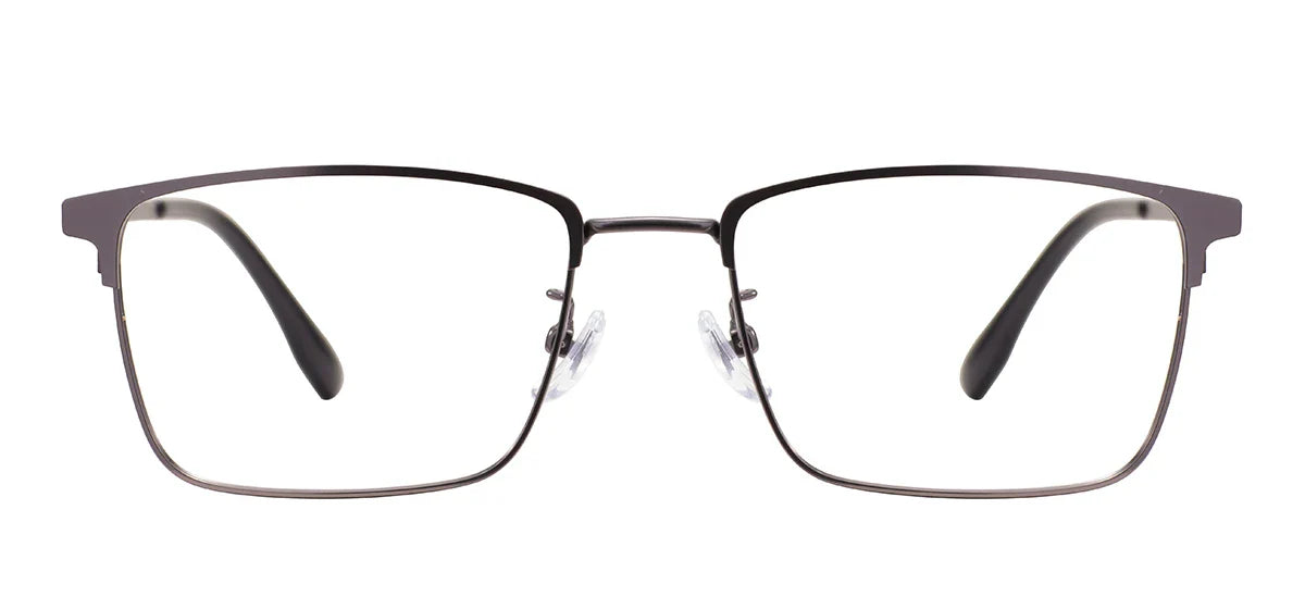 Comfortable Rectangular Men’s Business Glasses – Full Rim Browline Metal Frame for Optical Prescription Lenses