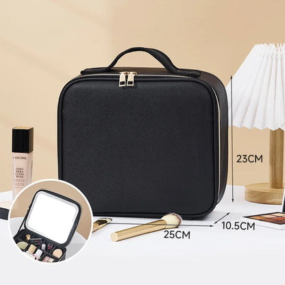 LED Cosmetic Case with Lights & Mirror – Large Capacity Luxury Makeup Bag with Premium Feel