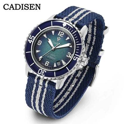 CADISEN Deep Explorer 2025 Automatic Mechanical Men’s Watch – Canvas Strap, NH35 Movement, Luminous & Waterproof Luxury Wristwatch