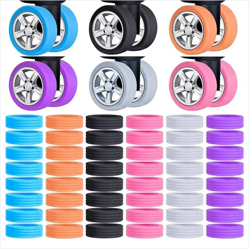 Silicone Luggage Wheel Protectors Set 4/8/16PCS – Quiet Travel Suitcase Wheel Covers