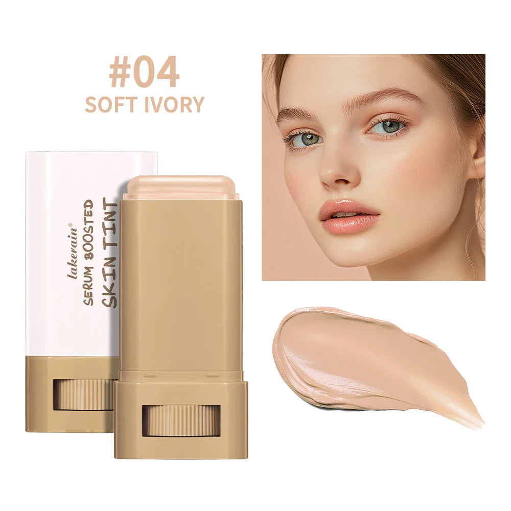 Skin Tint Foundation Stick — 6-Color High-Coverage Balm & Serum Makeup for Smooth, Plump Skin, Travel-Friendly Bronze Stick