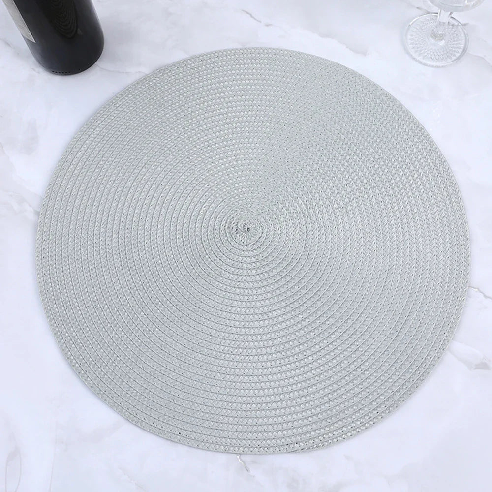 38cm Round Braided Tableware Mat – Washable, Anti-Slip, Heat-Resistant Dining Placemat and Drink Coaster for Home Decor