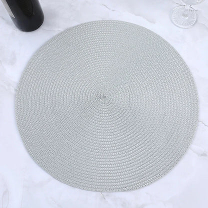 38cm Round Braided Tableware Mat – Washable, Anti-Slip, Heat-Resistant Dining Placemat and Drink Coaster for Home Decor