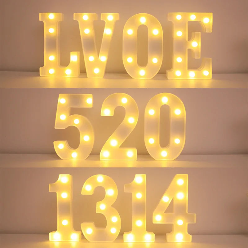 Wedding Decorative Name Letters - LED Alphabet Lights, Luminous Number Lamp for Night Light, Party, Baby Bedroom, and Home Decoration