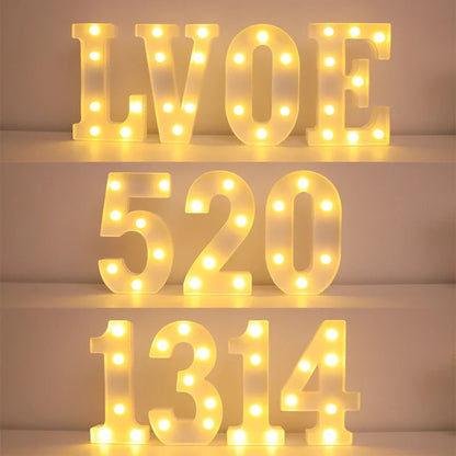 Wedding Decorative Name Letters - LED Alphabet Lights, Luminous Number Lamp for Night Light, Party, Baby Bedroom, and Home Decoration