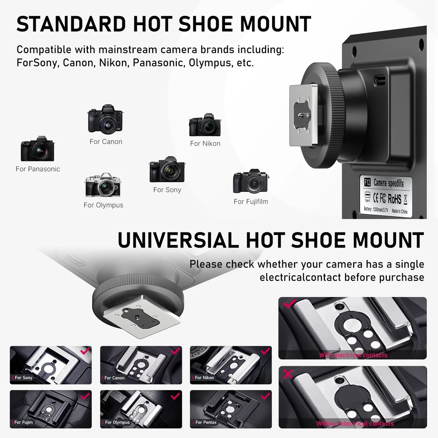 Ulanzi F12 TTL Wireless Flash Trigger – Auto & Manual Continuous Shooting for Canon, Nikon, Fuji, Sony Cameras