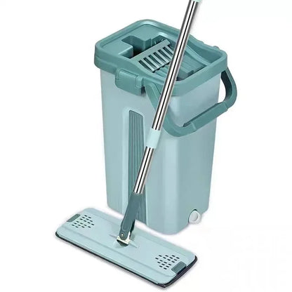 Hands-Free Squeeze Mop with Bucket | 360° Flat Mop Set for Wet & Dry Floor Cleaning | Sewage Separation Home Cleaning Tools