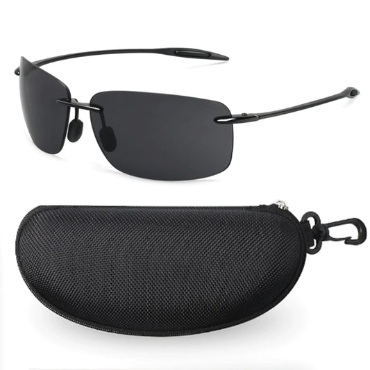 JULI Polarized Classic Sports Sunglasses - Ultralight Rimless Rectangle Frame for Men, Fishing & Driving, UV400 Protection (MJ8009)