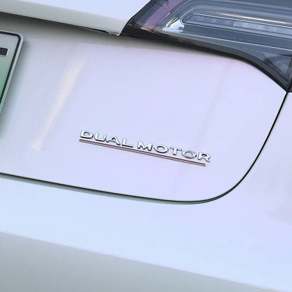 DUAL MOTOR Emblem for Tesla Model 3/Y/X/S — Chrome & Black/Red Trunk Badge Sticker, Car Styling