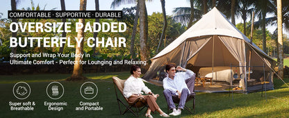 KingCamp Portable Foldable Butterfly Chair – Comfortable Upholstered Seat for Camping, Dorm & Outdoor, 300 lbs